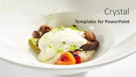  Presentation with white cheese - Slides enhanced with risotto-with-grilled-vegetables-carnaroli background and a soft green colored foreground