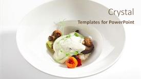  Presentation with white cheese - Cool new PPT theme with risotto-with-grilled-vegetables-carnaroli backdrop and a lemonade colored foreground