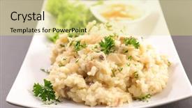  Presentation with mushroom - Slides featuring risotto with mushroom and parmesan background and a  colored foreground