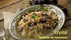  Presentation with pine cone - PPT theme featuring risotto with mushroom grape and pine cone vegetarian food background and a tawny brown colored foreground