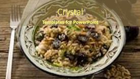  Presentation with pine cone - Beautiful presentation design featuring risotto with mushroom grape and pine cone vegetarian food backdrop and a tawny brown colored foreground