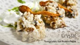  Presentation with cream - Theme having risotto-with-mushrooms-and-cream background and a mint green colored foreground