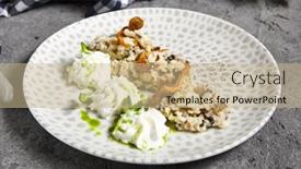  Presentation with cream - Cool new theme with risotto-with-mushrooms-and-cream backdrop and a soft green colored foreground