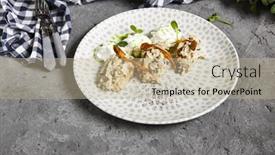  Presentation with cream - Audience pleasing presentation theme consisting of risotto-with-mushrooms-and-cream backdrop and a mint green colored foreground