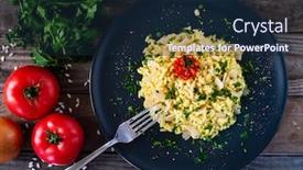  Presentation with wooden - Slides having risotto-with-parmesan-on-wooden background and a wine colored foreground