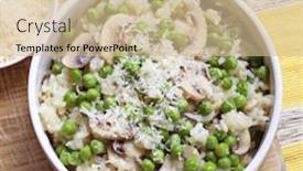  Presentation with peas - Presentation with risotto with peas mushrooms and shaved parmesan cheese background and a soft green colored foreground