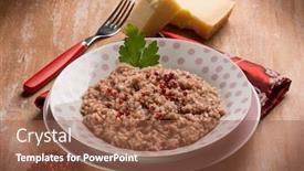  Presentation with red wine cheese - Cool new PPT layouts with risotto-with-red-wine-red backdrop and a tawny brown colored foreground