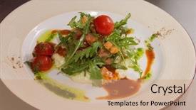  Presentation with salmon - Slide deck enhanced with risotto-with-salmon-and-tomato background and a coral colored foreground