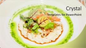  Presentation with salmon fish - PPT layouts featuring risotto with salmon fish and rice background and a soft green colored foreground