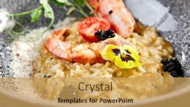  Presentation with italian food - Theme consisting of risotto-with-seafood-in-gray background and a yellow colored foreground