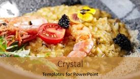  Presentation with italian food - Audience pleasing slides consisting of risotto-with-seafood-in-gray backdrop and a gold colored foreground