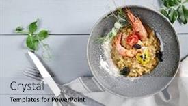  Presentation with italian food - Theme with risotto-with-seafood-in-gray background and a light gray colored foreground