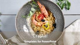  Presentation with italian food - Presentation theme with risotto-with-seafood-in-gray background and a coral colored foreground