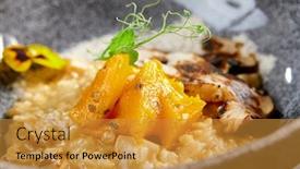  Presentation with italian food - PPT theme enhanced with risotto-with-white-mushrooms background and a gold colored foreground