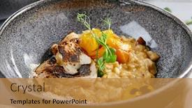  Presentation with italian food - Colorful theme enhanced with risotto-with-white-mushrooms backdrop and a gold colored foreground