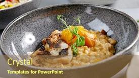  Presentation with italian food - Colorful PPT layouts enhanced with risotto-with-white-mushrooms backdrop and a tawny brown colored foreground