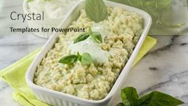  Presentation with healthy food - Colorful slide deck enhanced with risotto-with-yogurt-and-basil backdrop and a  colored foreground