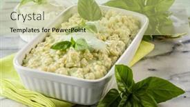  Presentation with healthy food - Theme having risotto-with-yogurt-and-basil background and a  colored foreground