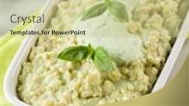  Presentation with healthy food - PPT theme featuring risotto-with-yogurt-and-basil background and a  colored foreground