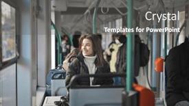  Presentation with tram - Slides enhanced with ritratto-di-gioovane-donna-su background and a gray colored foreground