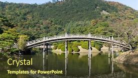  Presentation with japan - Presentation theme featuring ritsurin-garden-in-japan background and a tawny brown colored foreground