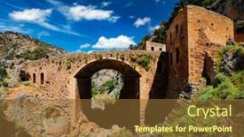  Presentation with crete island - Beautiful PPT layouts featuring riuns-of-abandoned-katholiko-monastery backdrop and a tawny brown colored foreground