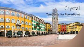  Presentation with popular - Amazing presentation design having riva-del-garda-charming-popular backdrop and a light blue colored foreground