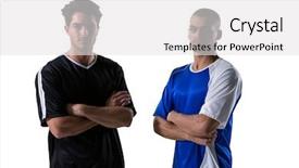  Presentation with octagon two mma fighters standing - Colorful PPT theme enhanced with rival - two football players standing backdrop and a white colored foreground