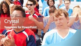  Presentation with sports event - Cool new PPT layouts with rival spectators watching sports event backdrop and a coral colored foreground