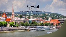  Presentation with danube - Audience pleasing presentation consisting of river - panorama danube in budapest backdrop and a light blue colored foreground