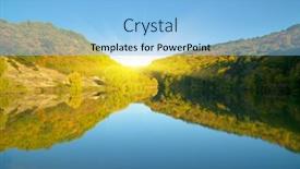  Presentation with nature river - Cool new PPT theme with river and autumn forest nature composition backdrop and a light blue colored foreground