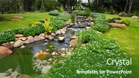  Presentation with meadow - Colorful PPT theme enhanced with river and green grass backdrop and a  colored foreground