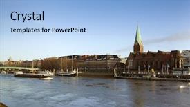  Presentation with city church - Colorful presentation theme enhanced with river and saint martin church backdrop and a  colored foreground