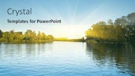  Presentation with nature river - Slide set consisting of river-and-spring-forest-nature background and a light blue colored foreground