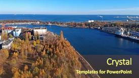  Presentation with scenery - Cool new presentation theme with river at baltic sea poland backdrop and a tawny brown colored foreground
