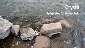  Presentation with winter river - Beautiful PPT theme featuring river at winter picturesque rock backdrop and a gray colored foreground