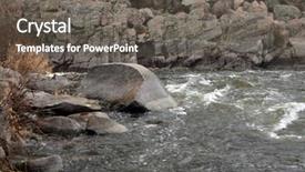  Presentation with winter river - Cool new PPT theme with river at winter picturesque rock backdrop and a gray colored foreground