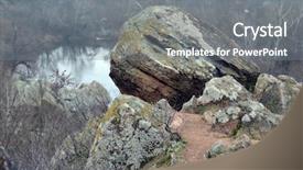  Presentation with river siene - Theme with river at winter picturesque rock background and a gray colored foreground