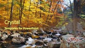 Presentation with woods - PPT layouts enhanced with autumn creek woods with yellow background and a tawny brown colored foreground