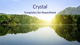  Presentation with lake - Theme consisting of trees river - big wood lake with bright background and a sky blue colored foreground