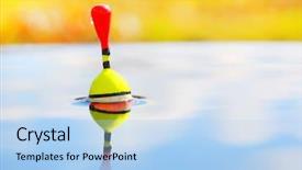  Presentation with fishing - Slide deck with catching of fish fishing bobber background and a light blue colored foreground