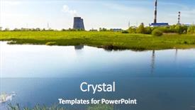  Presentation with power bank - Amazing slides having river bank and power plant backdrop and a teal colored foreground
