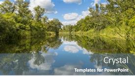  Presentation with bank - Presentation design with river-bank-in-sunny-summer background and a seafoam green colored foreground