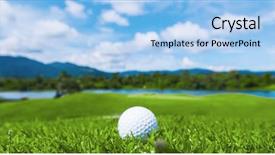  Presentation with golf course - Cool new slides with ball on course beautiful landscape backdrop and a light blue colored foreground