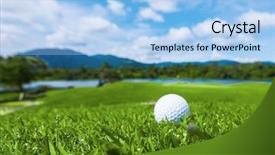  Presentation with golf course - PPT layouts with ball on course beautiful landscape background and a light blue colored foreground