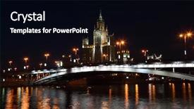  Presentation with residential - Cool new presentation theme with residential building on kotelnicheskaya quay and bridge in moscow russia backdrop and a black colored foreground