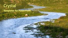  Presentation with path - PPT theme enhanced with winding river - snake path of creek background and a tawny brown colored foreground
