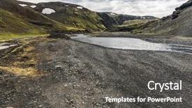  Presentation with iceland - Audience pleasing PPT theme consisting of river crossing near landmannalaugar iceland backdrop and a dark gray colored foreground