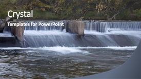  Presentation with river irrigation - Slides enhanced with pieces of fabric flying high background and a light gray colored foreground.