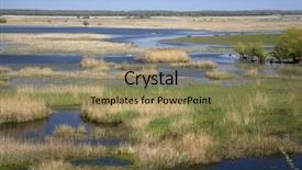  Presentation with water blue sky and peaceful - Colorful PPT layouts enhanced with river delta - landscape with water reed backdrop and a  colored foreground